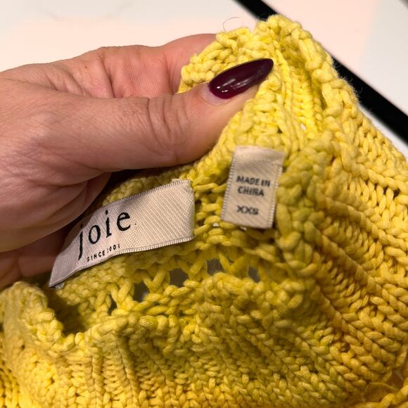 Joie Canary Yellow Knit Scalloped Neckline Sweater Size XXS - Picture 6 of 10